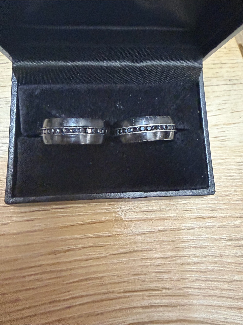 Men's Black titanium rings with Black Stones